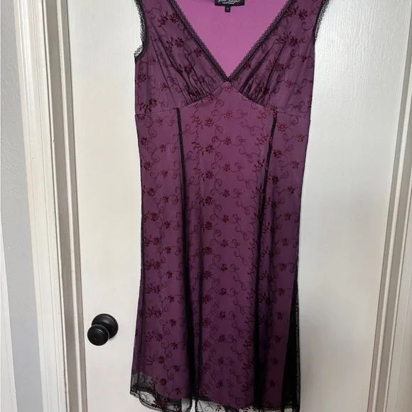 Betsey Johnson Pink and Purple Embroidered Dress - Picture 2 of 6